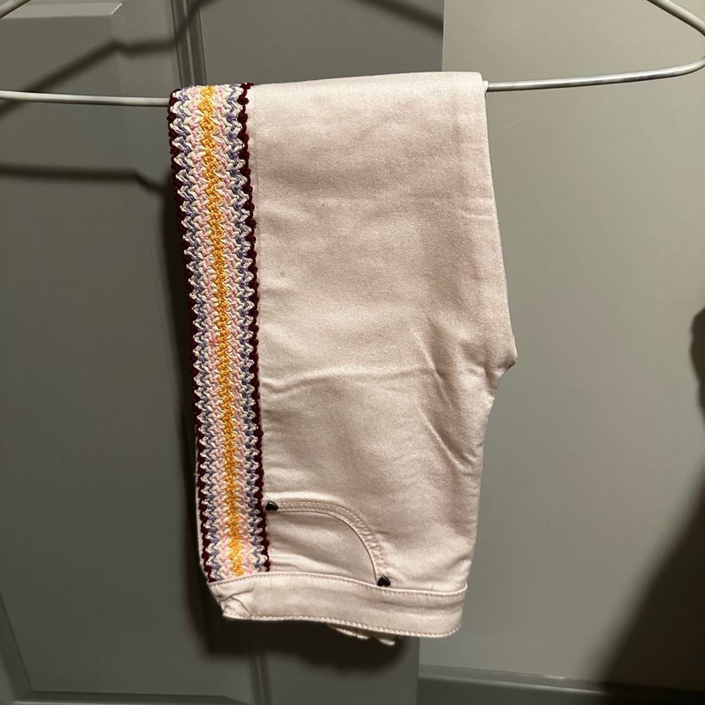 Du Pareil au Même Light Pink Glittery Knit-Trim Pants for Girls - Size: 5 years
